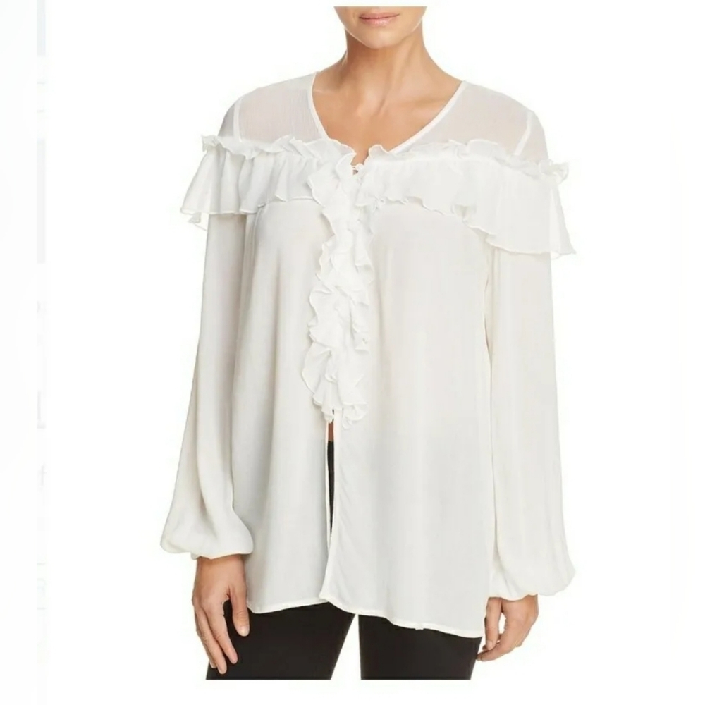 Band of Gypsies Womens bohemia Blouse V-Neck Long Sleeve Ivory Size M